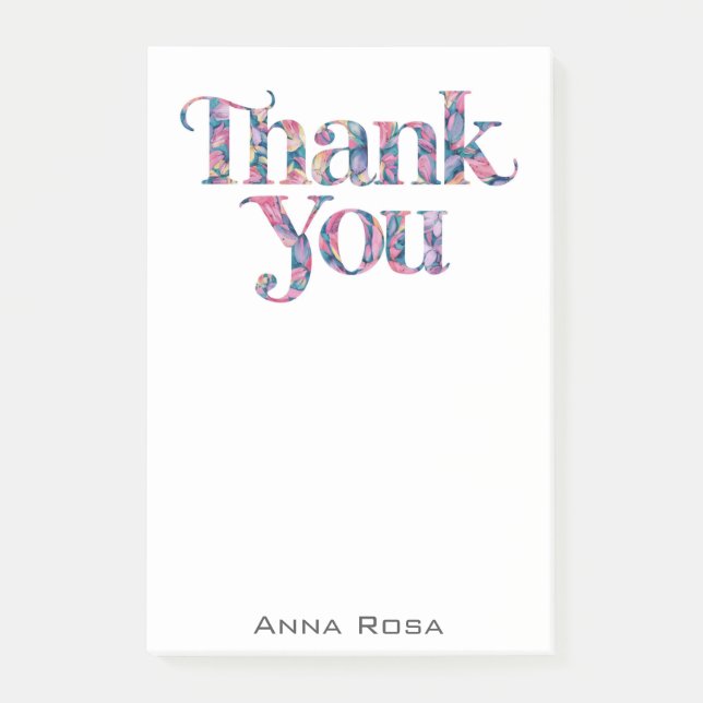 *~* Thank You Gratitude Manifestation AP85 Floral Post-it Notes (Front)