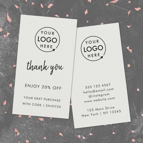 Thank You  Gray Business Loyalty Logo Discount Card