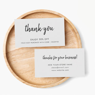 Thank You   Gray Modern Minimalist Handwritten Discount Card