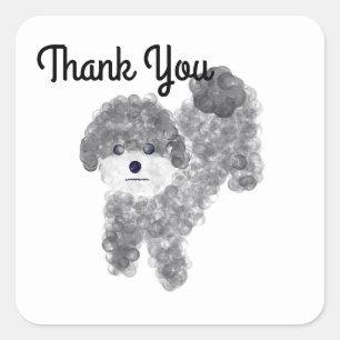 Thank You Gray Poodle #1 Stickers