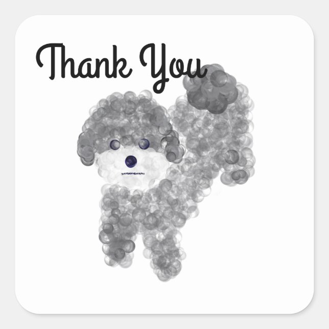 Thank You Gray Poodle #1 Stickers (Front)