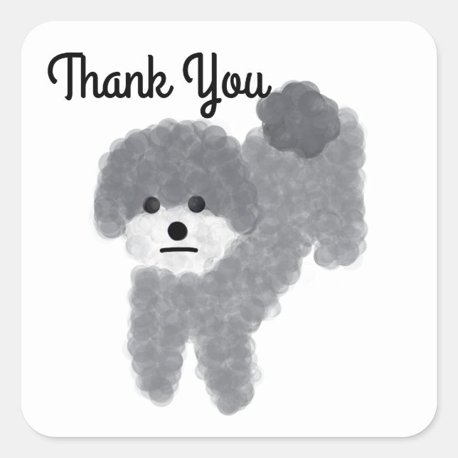 Thank You Gray Poodle #2 Stickers (Front)