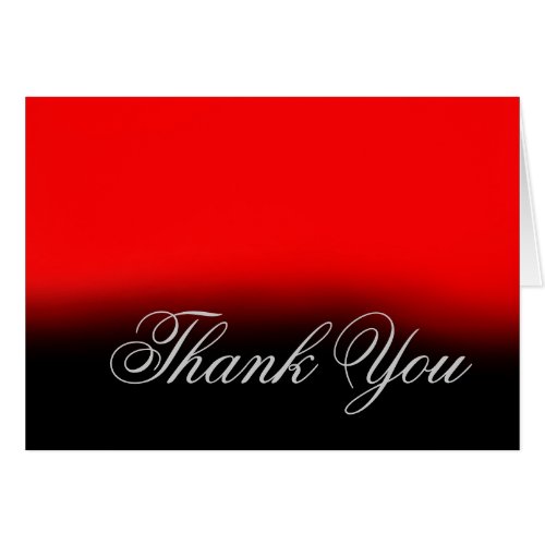 Thank You Gray Red Black Script Greeting Card
