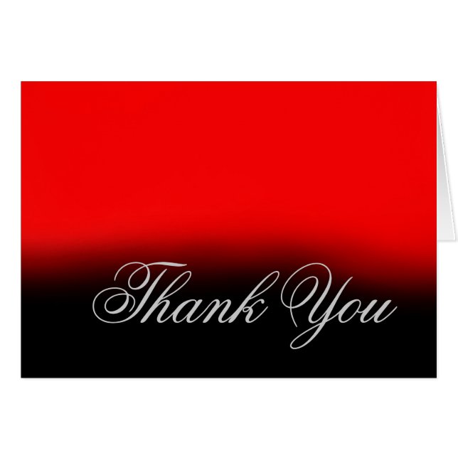 Thank You Gray Red Black Script Greeting Card (Front Horizontal)