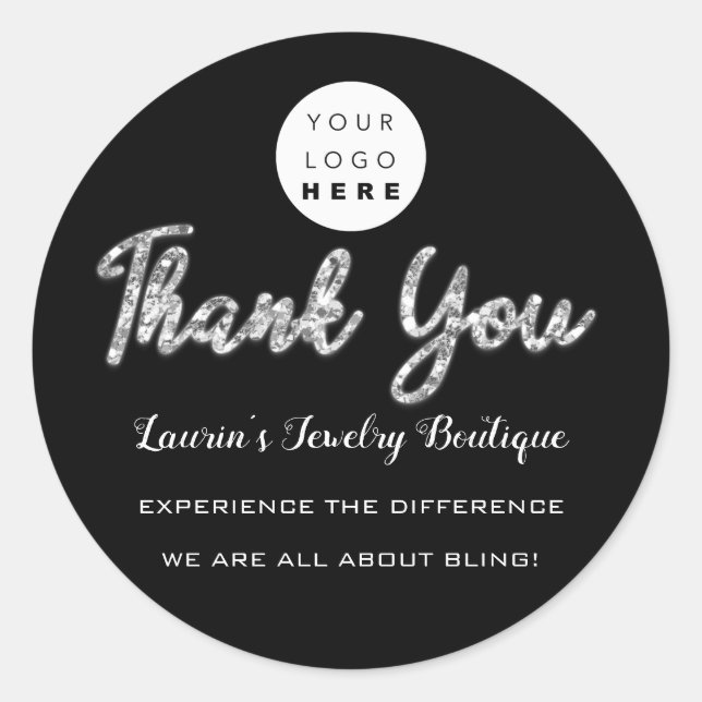 Thank You Gray Script Name Online Shop Web Logo   Classic Round Sticker (Front)
