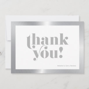 Thank you gray typography, silver and black card