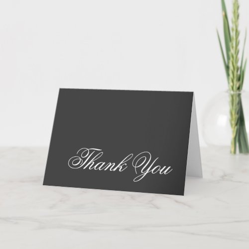 Thank You Gray White Script Greeting Card