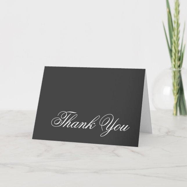 Thank You Gray White Script Greeting Card (Front)