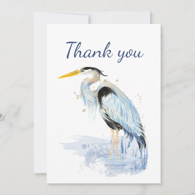 Thank You Great Blue Heron Bird Nature Art (Front)