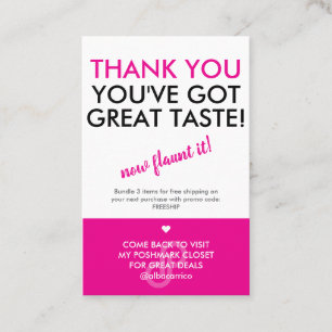 Thank You Great Taste Poshmark Logo Business Card