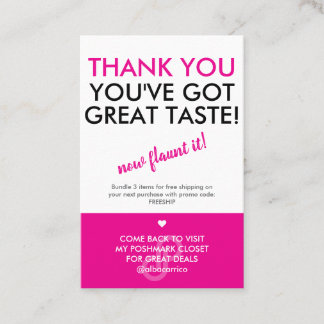 Thank You Great Taste Poshmark or Your Logo Business Card