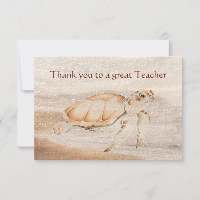 Thank you Great Teacher Fun Turtle Animal Card (Front)
