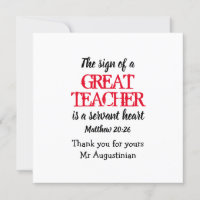 Thank You GREAT TEACHER SERVANT HEART Scripture