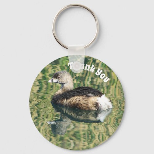 Thank You Grebe and Reflection Photo Appreciation Keychain