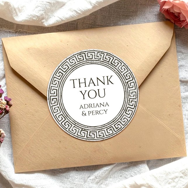 Thank You Grecian Party  Classic Round Sticker (Creator Uploaded)