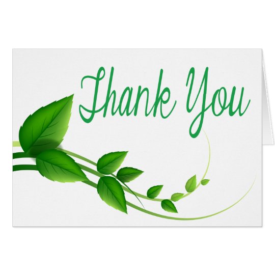 Thank You Green And White Leaf Nature Note Card 