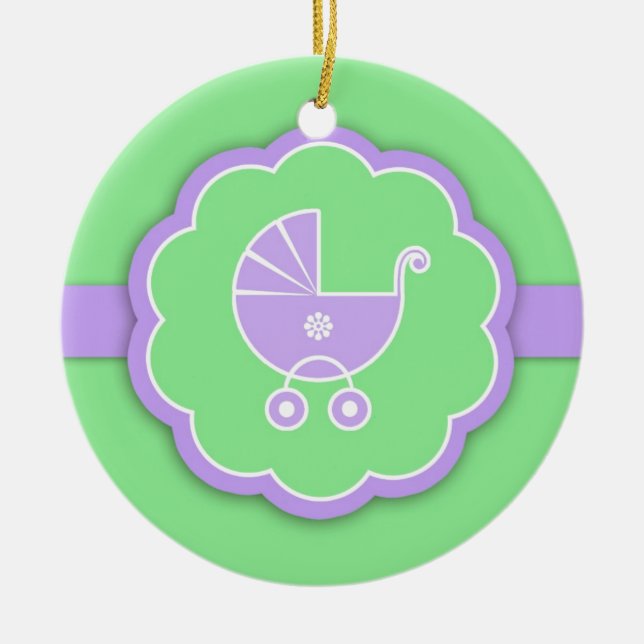 Thank You Green Baby Shower Favor Ornament (Front)