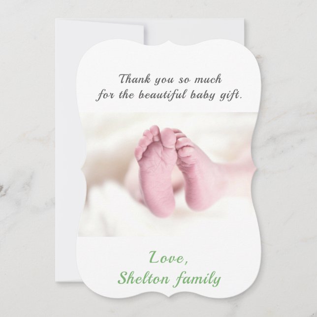 Thank you Green Baby Shower Photo Card (Front)