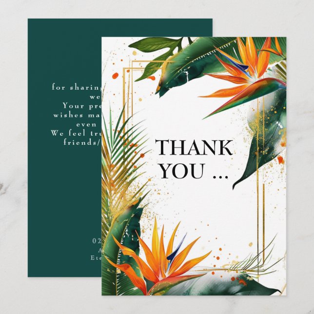Thank You green  Birds of Paradise Bliss Card (Front/Back)