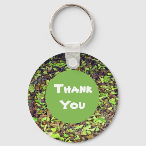 Thank You Green Brown Autumn Leaves Appreciation Keychain