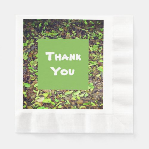 Thank You Green Brown Autumn Leaves Appreciation Napkins