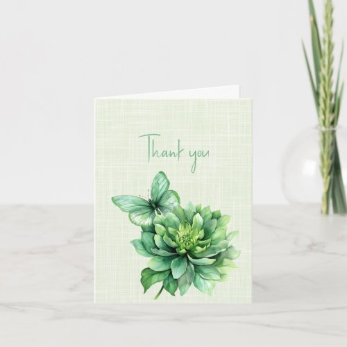 Thank you Green Butterfly and Flowers Card