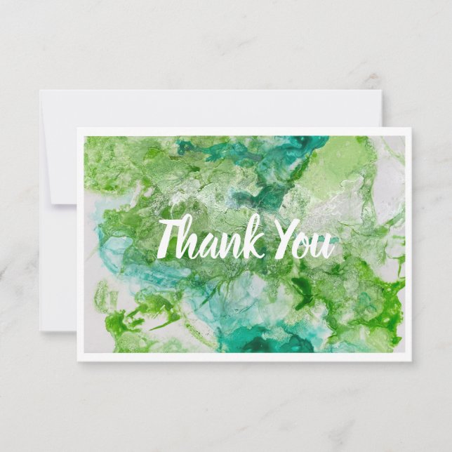 Thank You Green Flat Note Card  (Front)