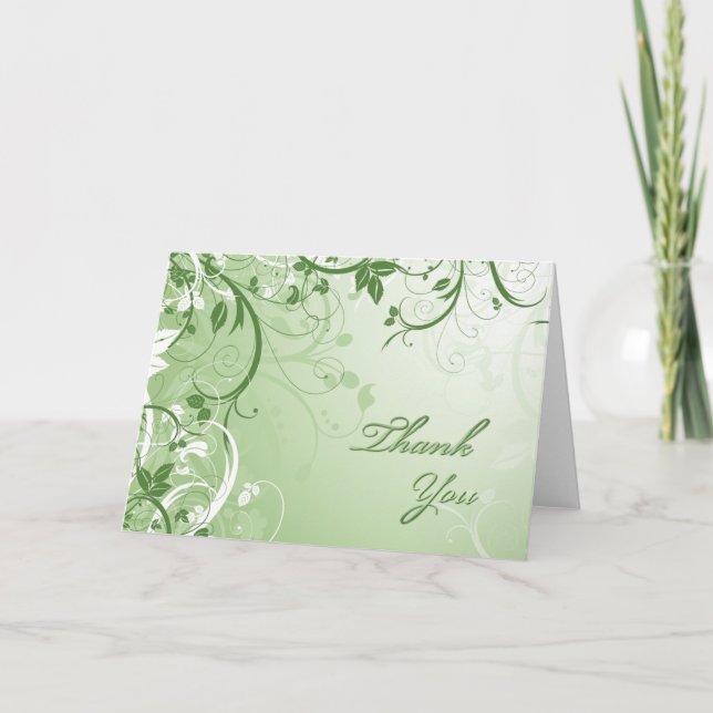 Thank You Green Floral Card (Front)