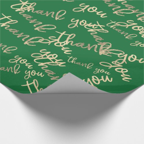 Thank You Green Gold Wedding Birthday Favor Shop  Wrapping Paper