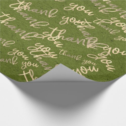 Thank You Green Kraft Gold Wedding Birthday Wrapping Paper