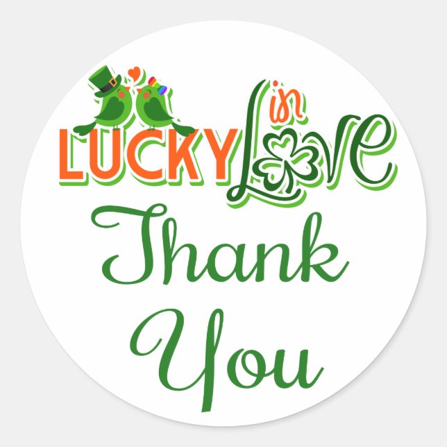 Thank You Green Lovebirds Wedding Stickers (Front)