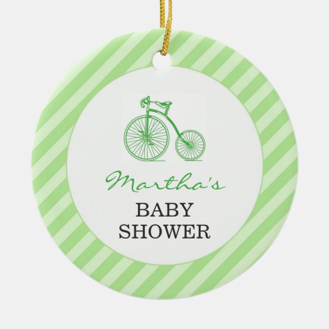 Thank You Green Neutral Baby Shower Favor Ornament (Front)