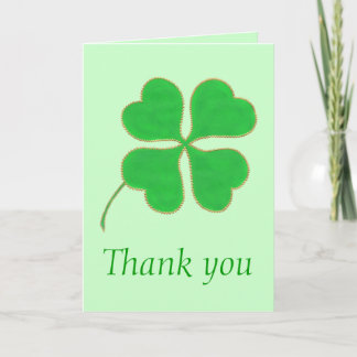 Thank you, Green Shamrock Green Dots Wedding Cards