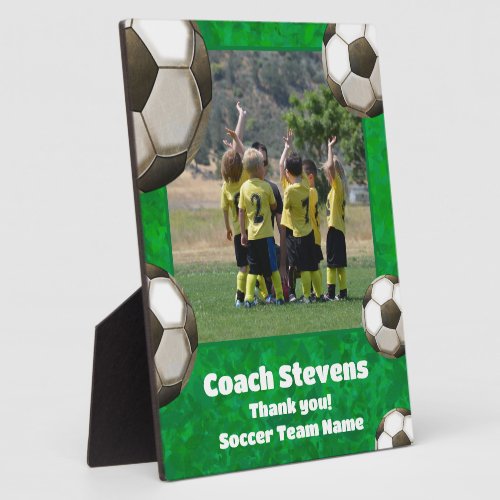 Thank You Green Soccer Balls  Soccer Coach Gift Plaque