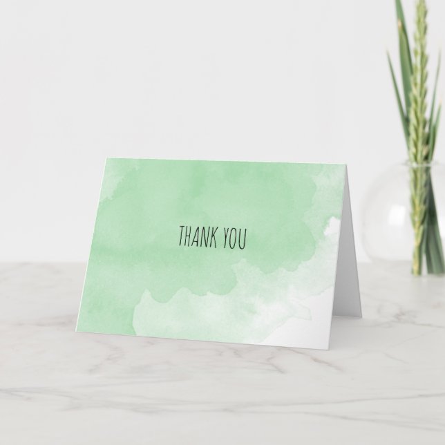 Thank You Green Watercolor Faded Card (Front)