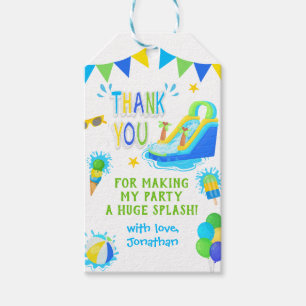 Thank You Green Waterslide Summer Party Gift Tags