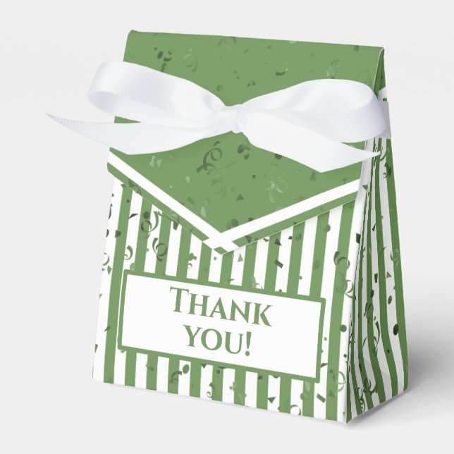 Thank You - Green/White Simple Stripes Pattern Favor Boxes (Front Side)