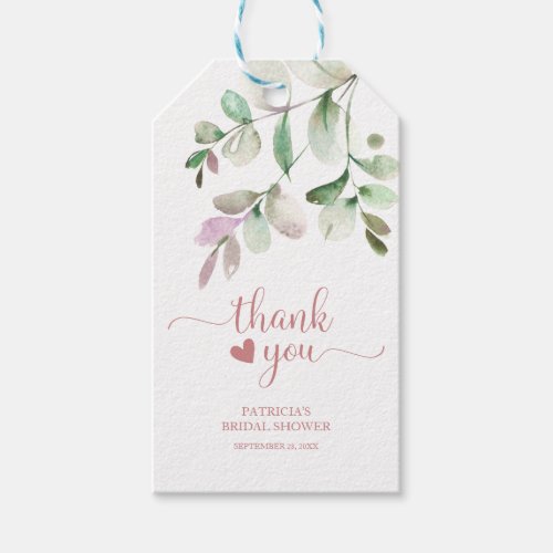 Thank You _ Greenery Eucalyptus Watercolor Gift Ta Gift Tags