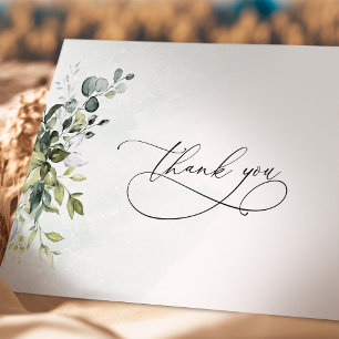 Thank You Greenery Minimalist Script Card