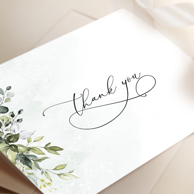 Thank You Greenery Minimalist Script Card (Creator Uploaded)