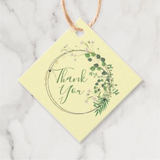Thank You Greenery Tiny Flowers Wreath Favor Tags