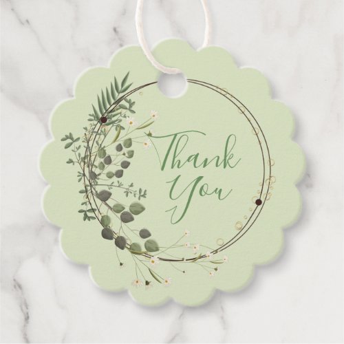 Thank You Greenery Tiny Flowers Wreath Favor Tags