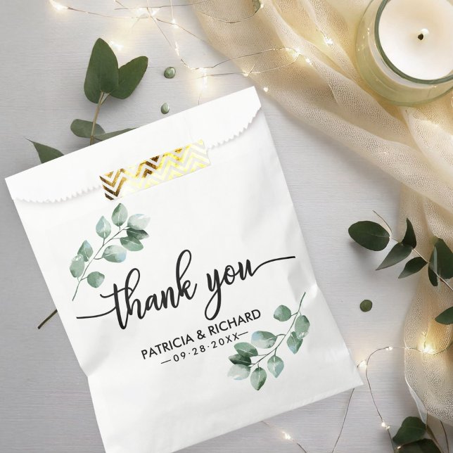 Thank You Greenery Wedding Favor Bag (Creator Uploaded)