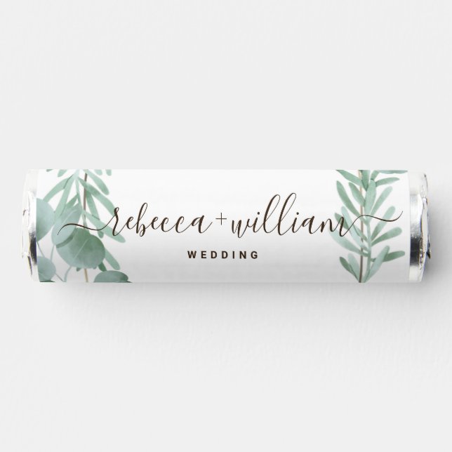 Thank You Greenery Wedding Script Breath Savers® Mints (Front)