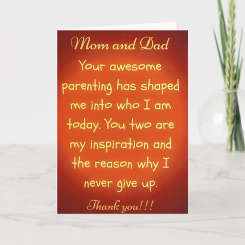 Thank You Greeting Card for Mom  Dad