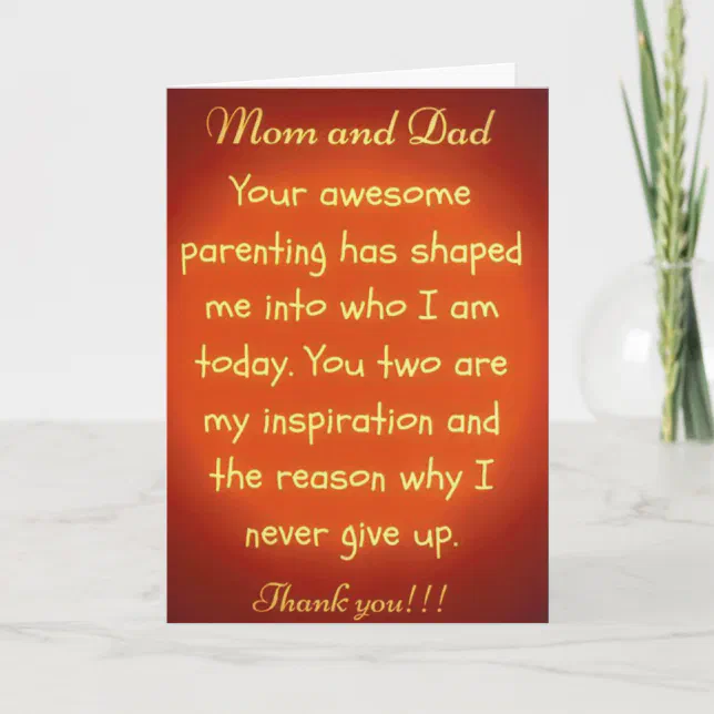 Thank You Greeting Card for Mom & Dad | Zazzle