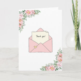 Thank You Greeting Card in an Envelope with Floral