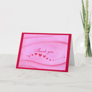 Thank you, greeting card, with wave of red hearts thank you card