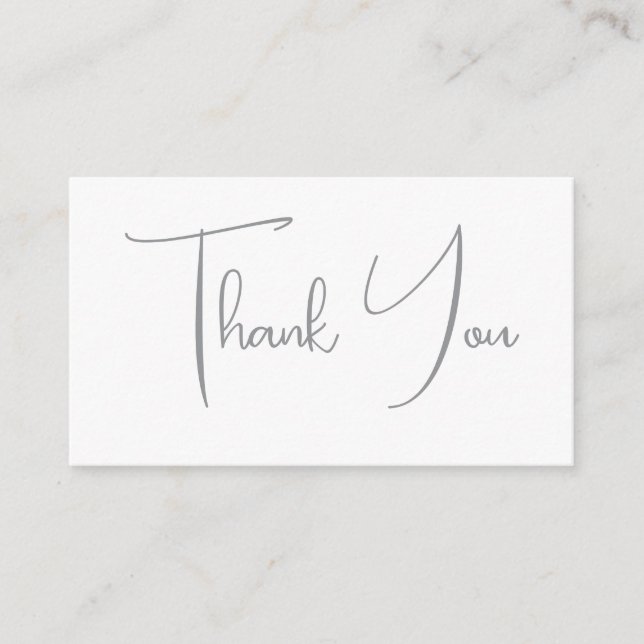 Thank You Grey Handwritten Classical Chic White Enclosure Card (Front)