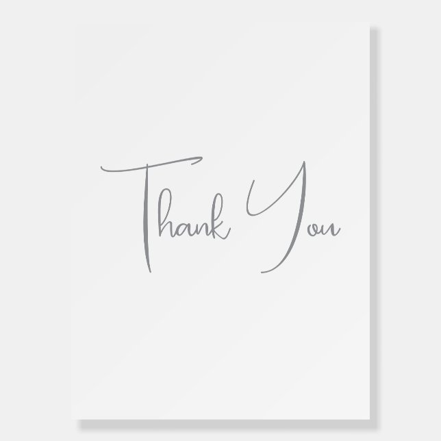 Thank You Grey Handwritten Classical Chic White Foam Board (Front)